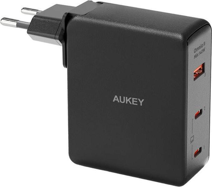 Immagine prodotto Aukey Caricabatterie da parete PA-B7O, 1xUSB-A, 2xUSB-C, 140W GaN (nero) (140 W)