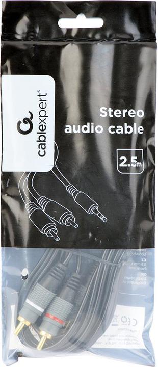 Produktbild Gembird CableXpert 3.5 mm stereo plug to 2*RCA plugs 2.5m Gold Plated CCA-352-2.5M (2.50 m)