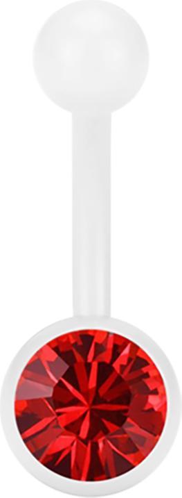 Actual product image Star Piercing Banane Pure White mit Swarovski Kristallkugel rot (without brass, Surgical steel 316L)