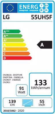 Energy Label LG 55UH5F-B (3840 x 2160 Pixels, 55")