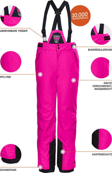 Produktbild Killtec Mädchen Ksw 77 Grls Pnts Funktionshose Skihose mit abzippbarem Latz Schneefang und Kantensch (116)