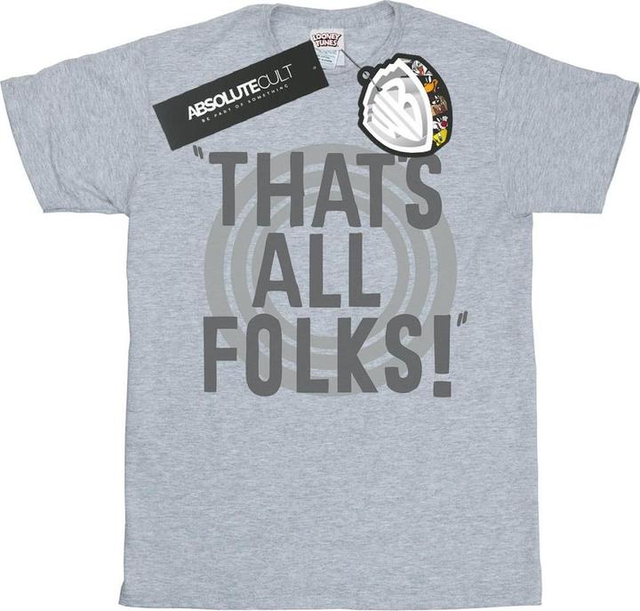 Actual product image Looney Tunes Womens/Ladies That's All Folks Text Cotton Boyfriend T-Shirt (XL)