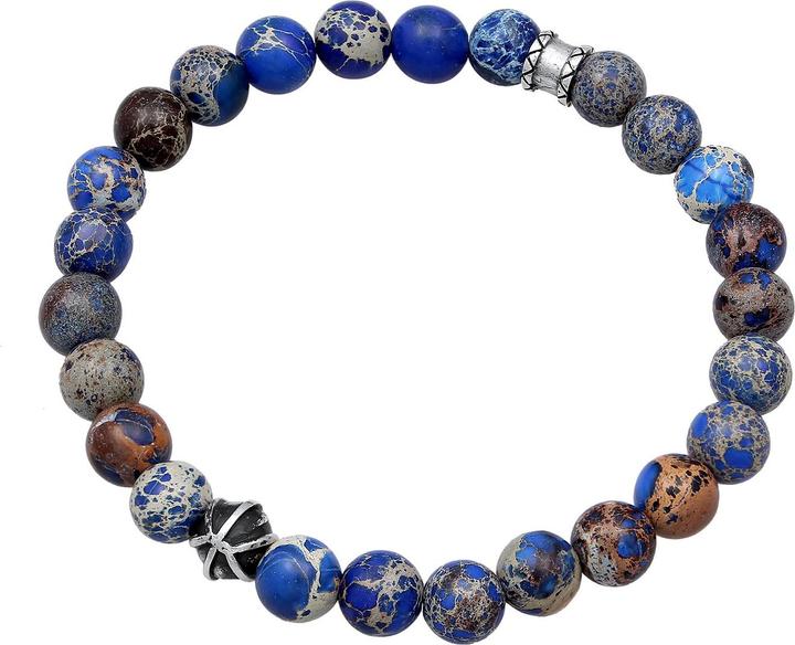 Produktbild Kuzzoi Armband Herren Achat Blau Beads Oxidiert 925er Silber (19 cm, Achat, Plastik, 925 Sterling Silber)