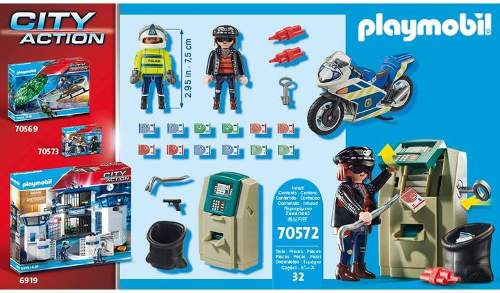 Actual product image Playmobil Police motorbike: pursuit of the money robber (70572, Playmobil City Life)