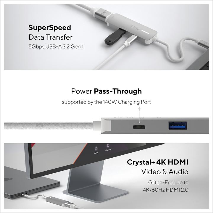 Produktbild LINQ Connects 3in1 USB-C Multiport Hub (USB-C, 3 Ports)