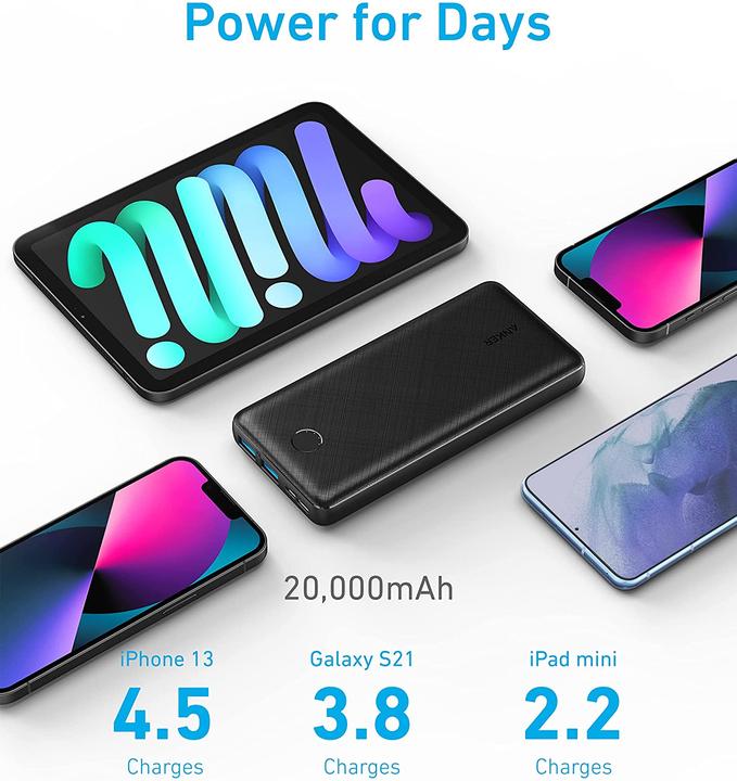 Image du produit Anker 325 (PowerCore 20K) (20000 mAh, 15 W, 74 Wh)