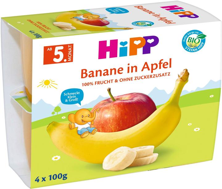 Hipp Organic Fruits in a Cup Banana in Apple, 4x100g (400 g)