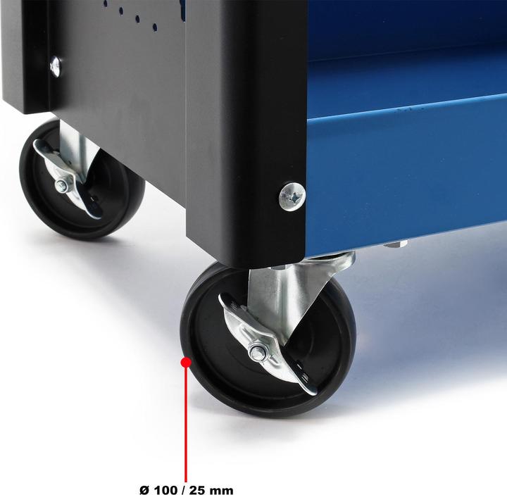 Image du produit Wiltec Servante d‘atelier 3 Niveaux Poignée Roues plastique Frein Étagère Rangement Bord surélevé Chariot (3 x)