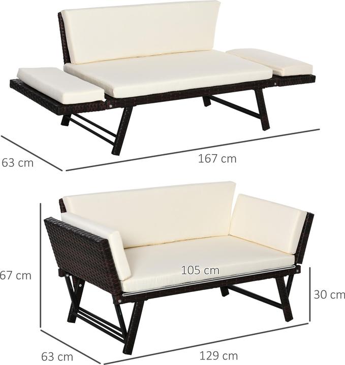 Actual product image Outsunny Garden Sofa with Folding Armrests