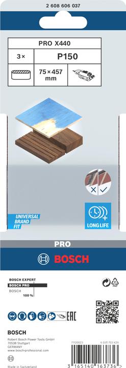 Produktbild Bosch Professional Zubehör PRO X440 Schleifband, 75 x 457 mm, G150 (150)