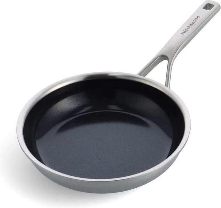 Produktbild KitchenAid Multi-Ply koekenpan 20cm - RVS - inductie - anti-aanbak - PFAS-vrij (Bratpfanne, Edelstahl)