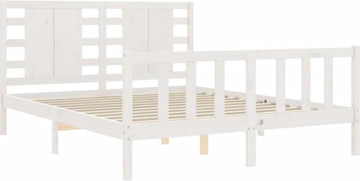 Image du produit VidaXL Massivholzbett mit Kopfteil Weiss 5FT King Size (150 x 200 cm)