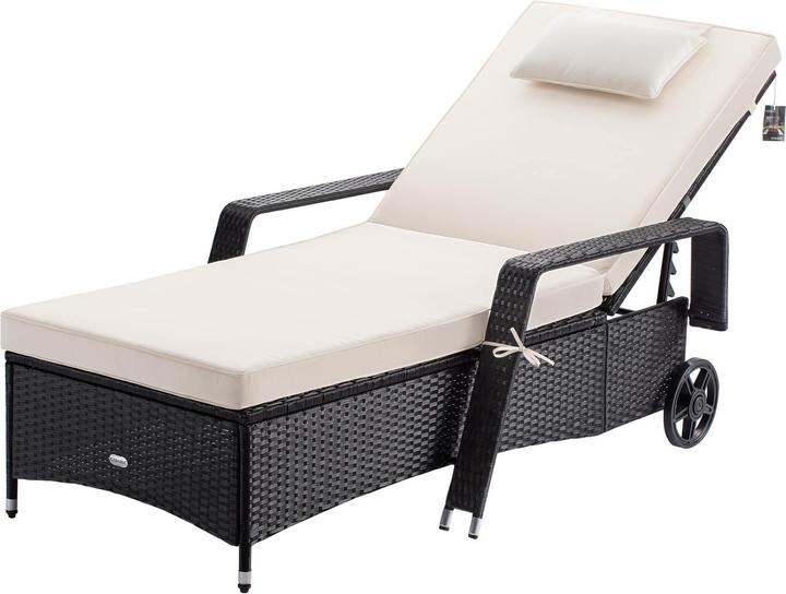 Image du produit Casaria Chaise longue de jardin en poly rotin (193 cm)