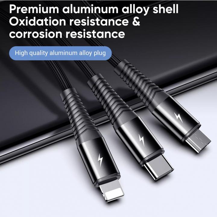 Actual product image Joyroom S-1230G4 3in1 USB-C / Lightning / Micro USB 1.2m USB cable (black) (1.20 m)