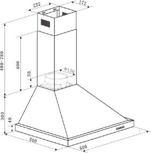 Actual product image PKM Cooker hood 9090-2H (Wall hood)