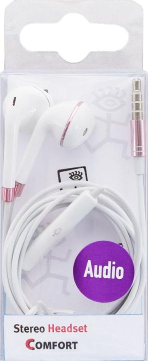 Actual product image 2GO Comfort" in-ear stereo headset - white/pink (Cable)