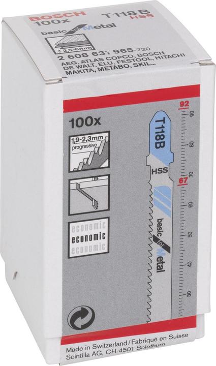 Produktbild Bosch Professional Zubehör Stichsägeblatt T 118 B Basic for Metal, 100er-Pack