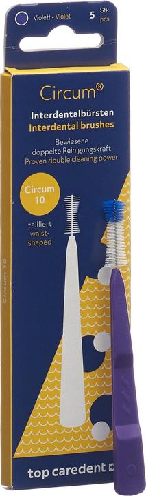 Produktbild Top Caredent Circum 10 Interdentalbürsten violett mit Griff (5 x)