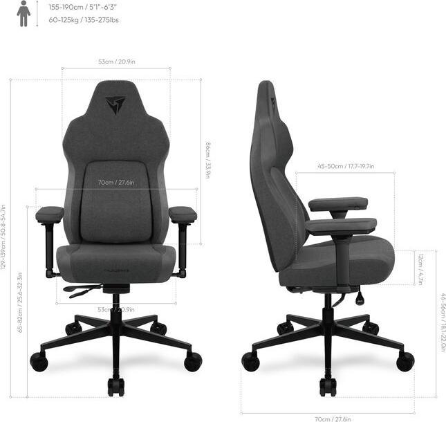 Produktbild Thunder X3 ThunderX3 CORE Smart Ergonomischer Gaming Stuhl - Loft Grey