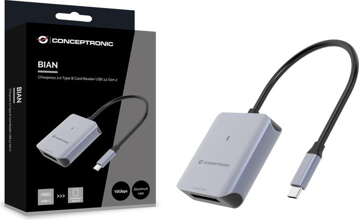 Produktbild Conceptronic Card Reader USB 3.2 Gen2 Typ-B CFEXPRESS 2.0 sw (USB 3.2 Gen 2)