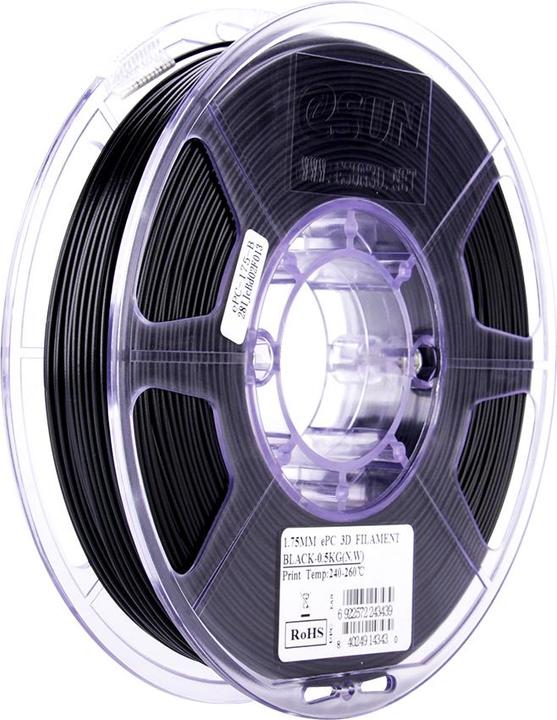 Immagine prodotto eSUN ePC Filamento di policarbonato nero da 1,75 mm 500 g (Carbonio, 1.75 mm, 500 g, Nero)