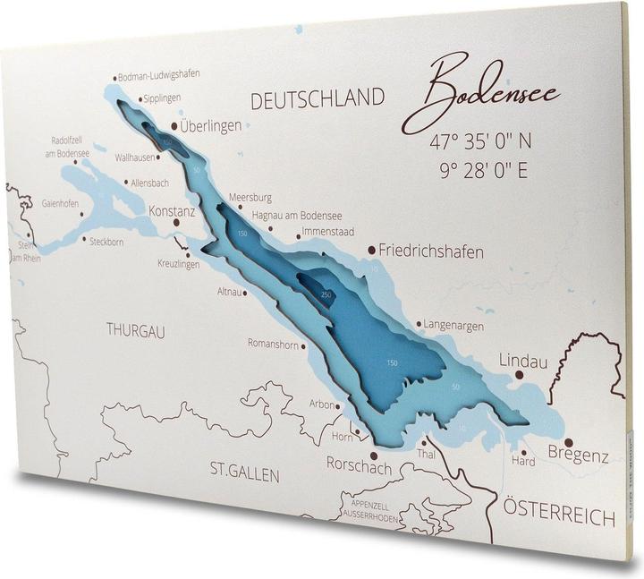 Produktbild Enjoy The Wood Bodensee - Seekarte aus Holz (30 x 45 cm)