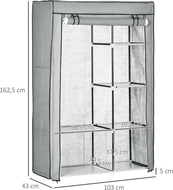 Image du produit Swisshandel24 Armoire en tissu avec barre de penderie, 6 compartiments, penderie pliable aspect non tissé (103 x 43 x 162,5 cm)
