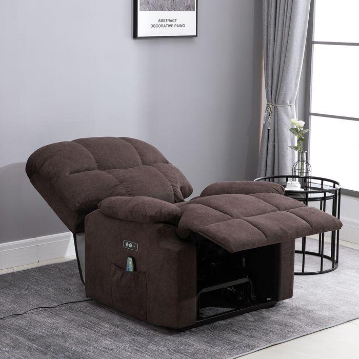Produktbild Swisshandel24 Massagesessel mit Aufstehhilfe, Wärme, USB-Fernbedienung, Braun 83x95x105cm