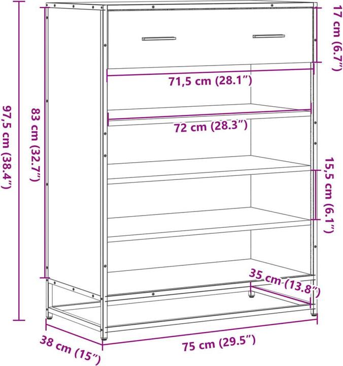 Image du produit VidaXL Armoire à chaussures Étagère à chaussures Rangement pour chaussures Chêne fumé