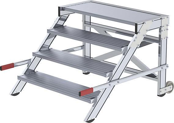 Immagine prodotto Munk Piattaforma di lavoro mobile, larghezza gradini 1000 mm, alluminio nervato 2 gradini (Ponteggio, 88.50 cm)