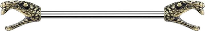 Produktbild Star Piercing Barbell silber Schlange vergoldet (Chirurgenstahl 316L, Messing)