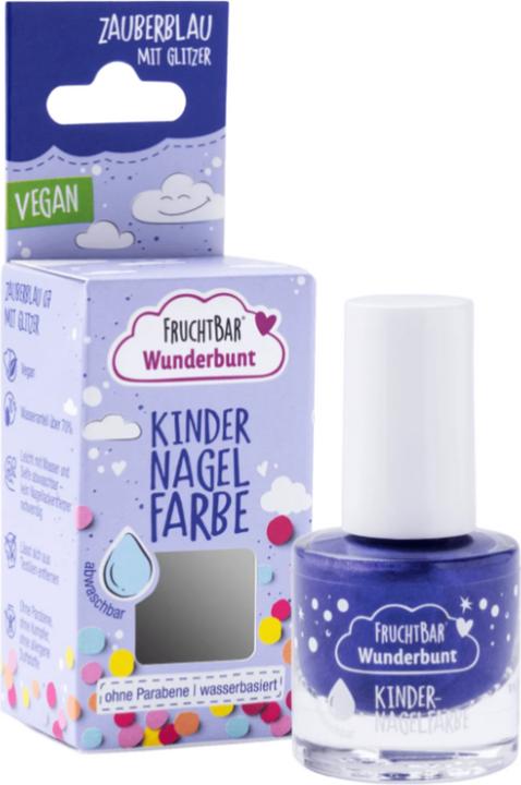 Actual product image Fruchtbar Wunderbunt children's nail colour magic blue with glitter vegan
