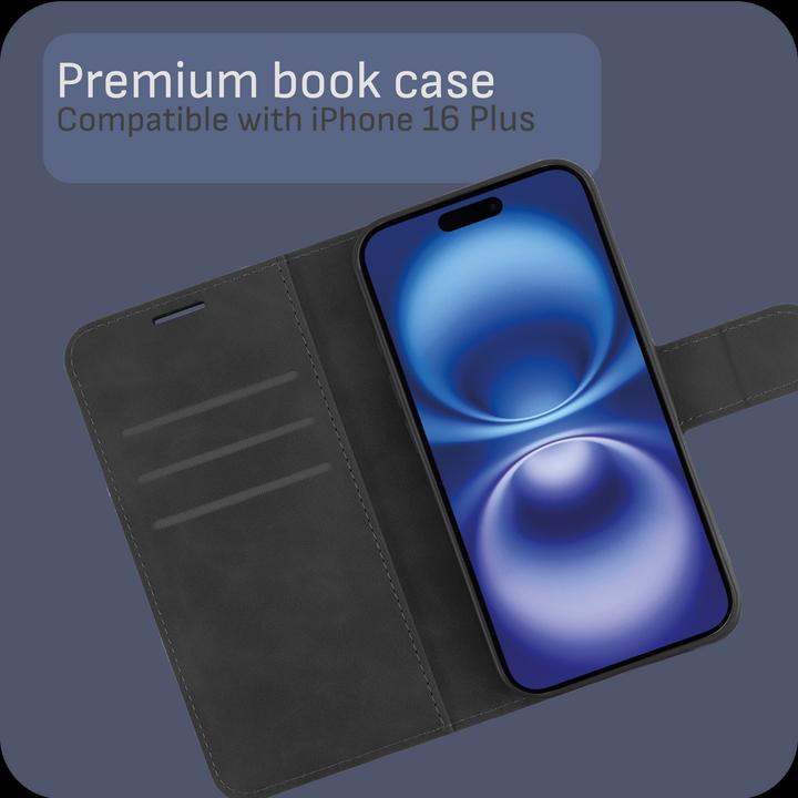 Actual product image Cazy Premium wallet case, magnetic wallet case, card slots, stand (Apple iPhone 16 Plus)