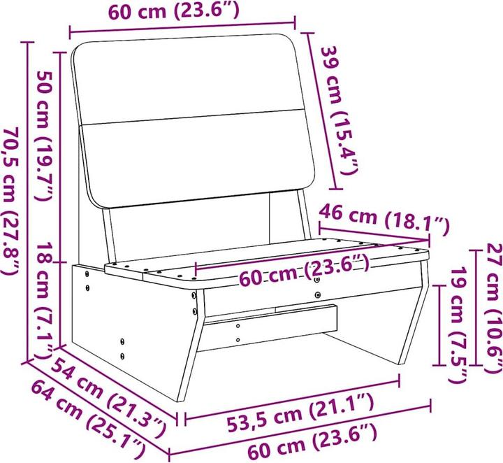 Produktbild VidaXL Gartenstühle 2 Stk. 60x64x70,5 cm Massivholz Douglasie Relaxstuhl