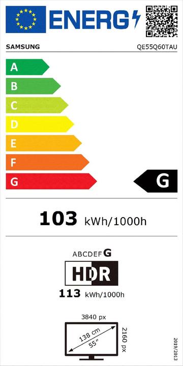 Energy Label Samsung QE55Q60T (55", QLED, 4K, 2020)