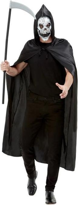 Immagine prodotto Smiffys Kit triste mietitore, Nero, con mantello, maschera e falce (Taglia unica)
