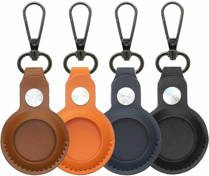 4smarts Kunstleder Case Set Premium für AirTags 4 Stück braun, orange, blau, schwarz