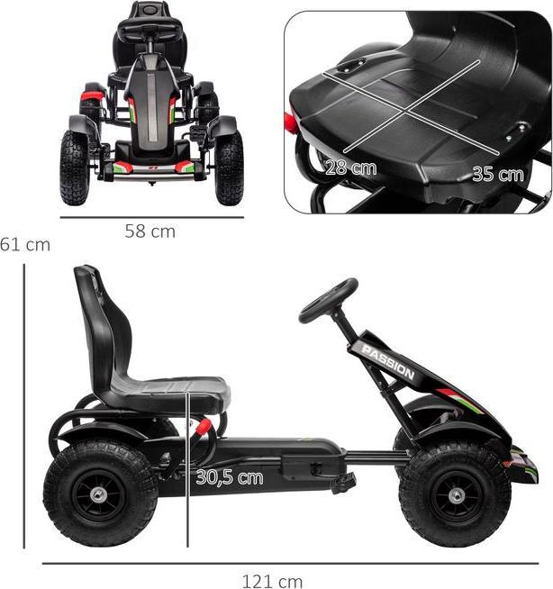 Image du produit Swisshandel24 GoKart, véhicule à pédales, voiture à pédales avec freins à main, véhicule pour enfants avec siège