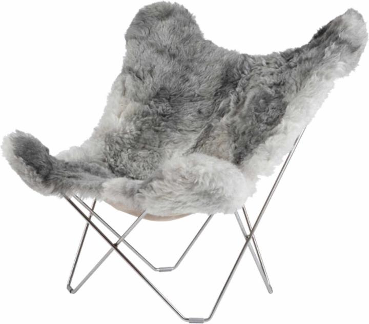 Cuero Design Iceland Mariposa Grey Sheepskin Butterfly Chair Fell-Sessel