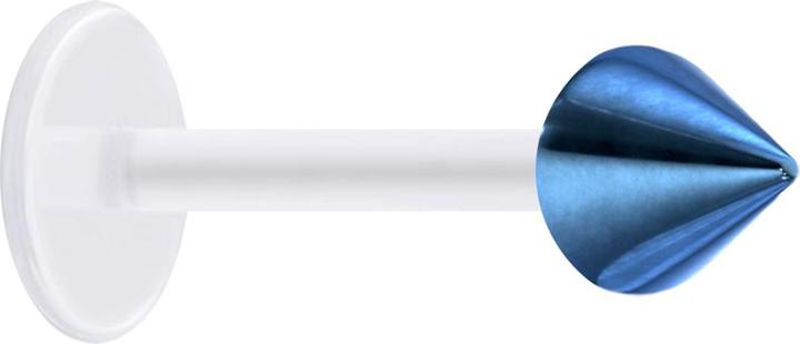 Immagine prodotto Star Piercing Micro Labret trasparente con Cono blu scuro (Acciaio chirurgico 316L, senza ottone, Bioflex)