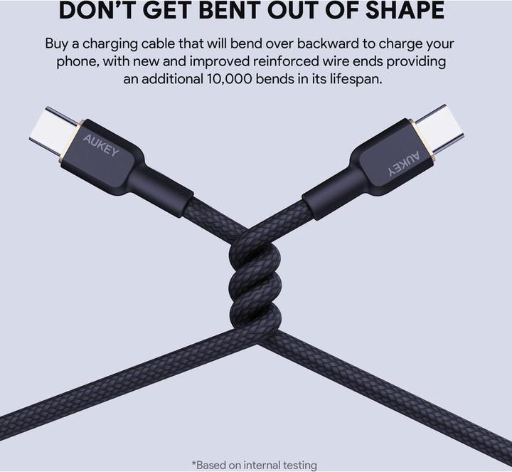 Actual product image Aukey USB-C - USB-C cable, PD 60W, 1 m (1 m, USB 3.2 Gen 1, 60 W)