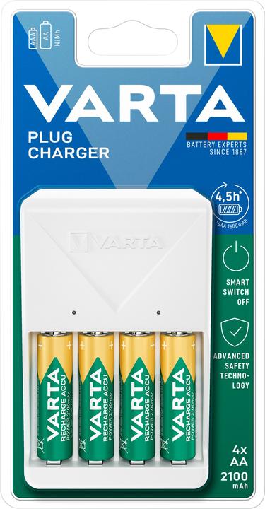 Varta Plug Charger (1 pcs, AA, 1600 mAh, Piles rechargeables + chargeur)