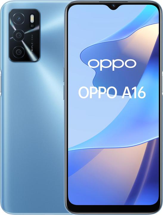 Produktbild OPPO A16 (32 GB, Pearl Blue, 6.52", Dual SIM, 13 Mpx, 4G)