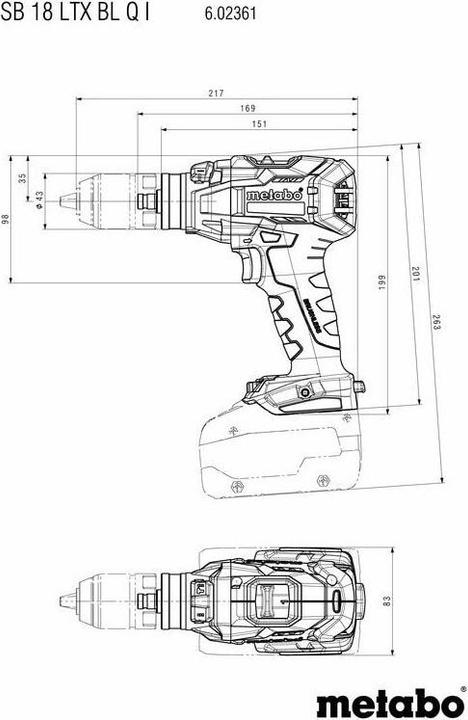 Image du produit Metabo Perceuse-visseuse à percussion sans fil 18V SB 18 LTX BL Q I (Fonctionnement sur batterie)