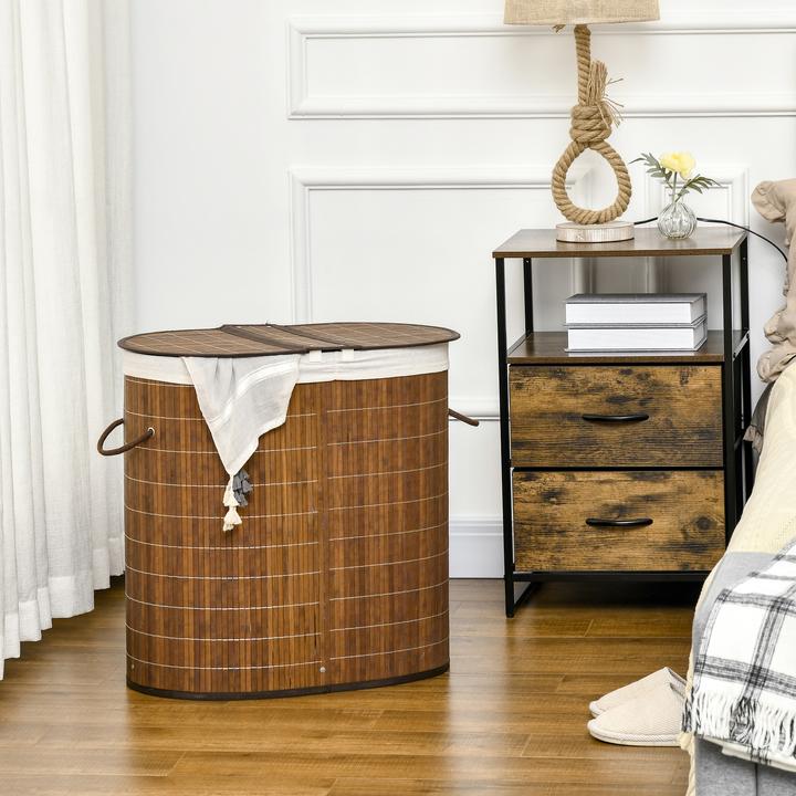 Actual product image Homcom Laundry basket with wing lid and 2 compartments (50 l)