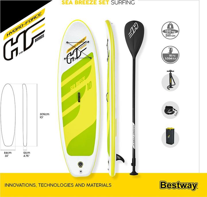 Produktbild Bestway HF SUP Set Sea Breeze 305x84x12cm (10')
