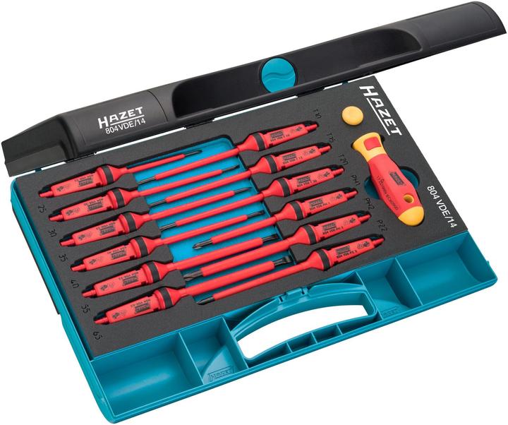 HAZET Serie di giraviti ∙ con isolamento di protezione 804VDE/14 ∙ Profilo Pozidriv PZ, Profilo int… (Viti con testa a intaglio, Torx (TX), Cacciavite a croce PZ, Fessura croce Phillipps (PH))