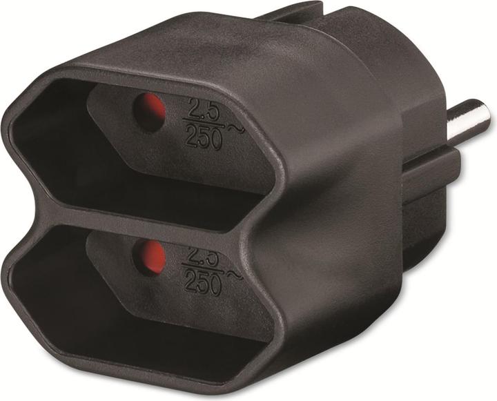 Goobay Euro adaptateur multiple, noir (CEE 7/16, 2 x)