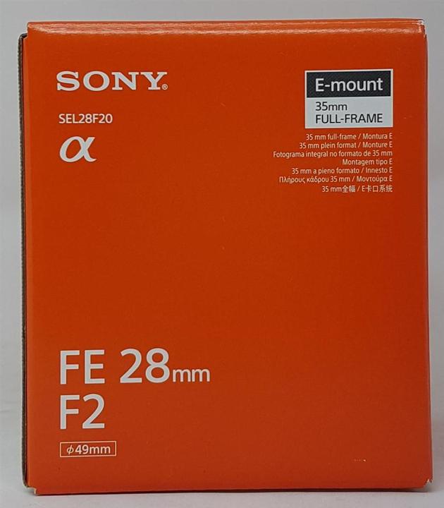 Actual product image Sony FE 28mm f/2, Full Frame E-Mount (Sony E, APS-C / DX, full size)