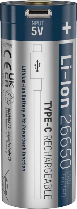 Actual product image Ansmann Type-C Rechargeable (1 pcs., 26650, 5100 mAh)